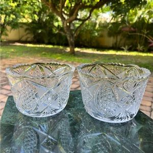 Vintage Hand Cut Crystal Tulip Candy Nut Dish set of 2 Made in USSR